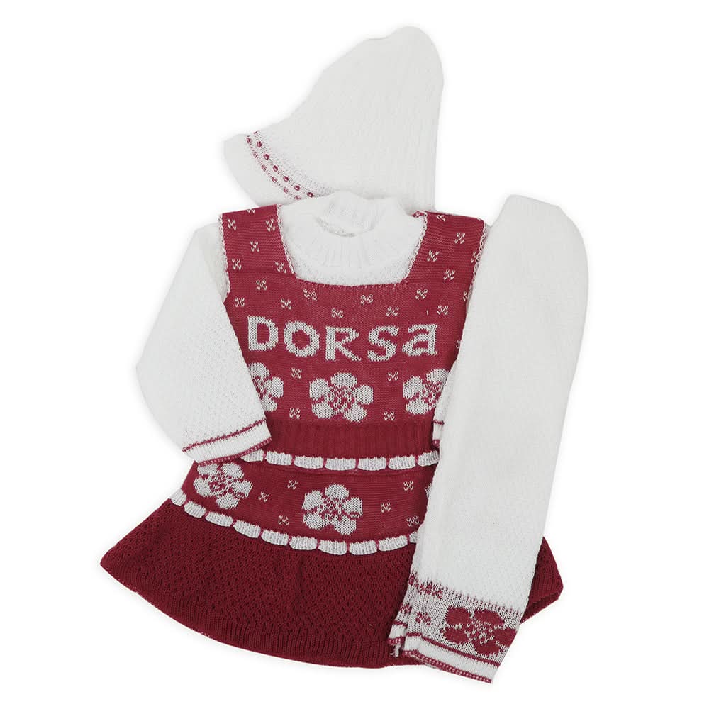 Newborn Girls Full Sleeves Sweater Suit - Maroon, Newborn Girls Sets & Suits, Chase Value, Chase Value