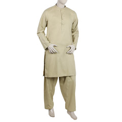 Men's Embroidered Stitched Shalwar Suit - Slate Grey