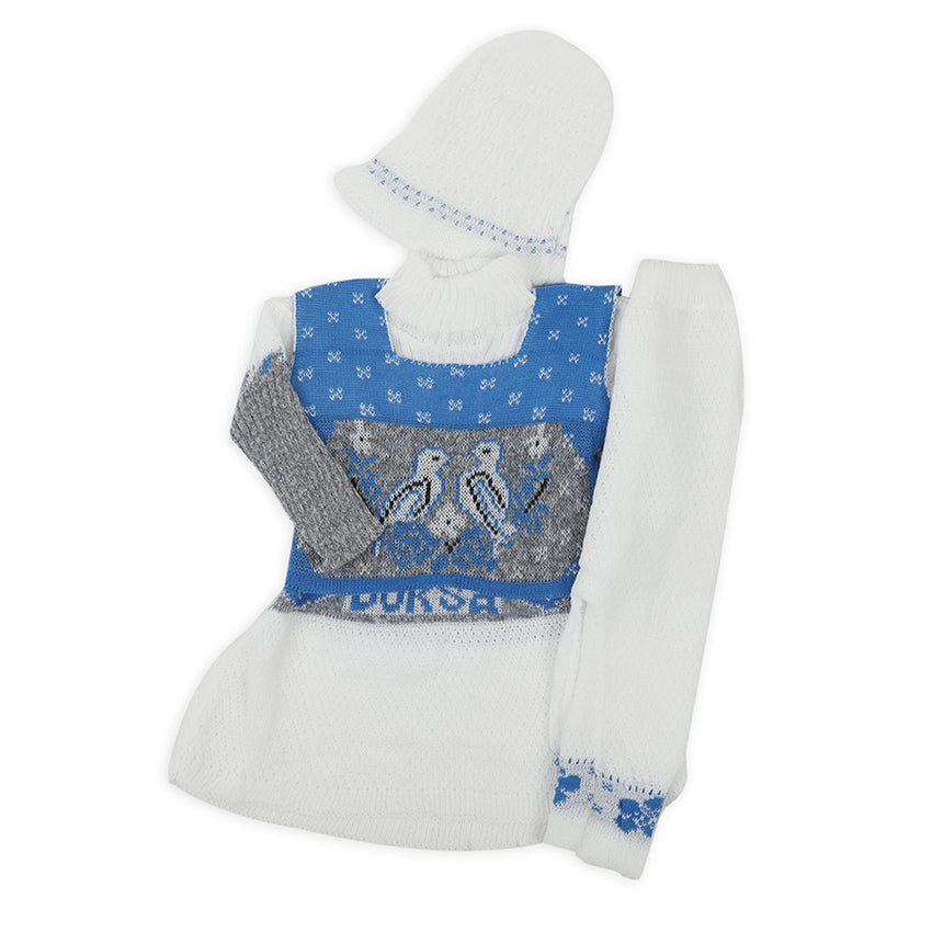 Newborn Girls Full Sleeves Sweater Suit - Royal Blue