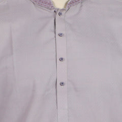 Men's Slim Fit Embroidered Shalwar Suit - Light Purple