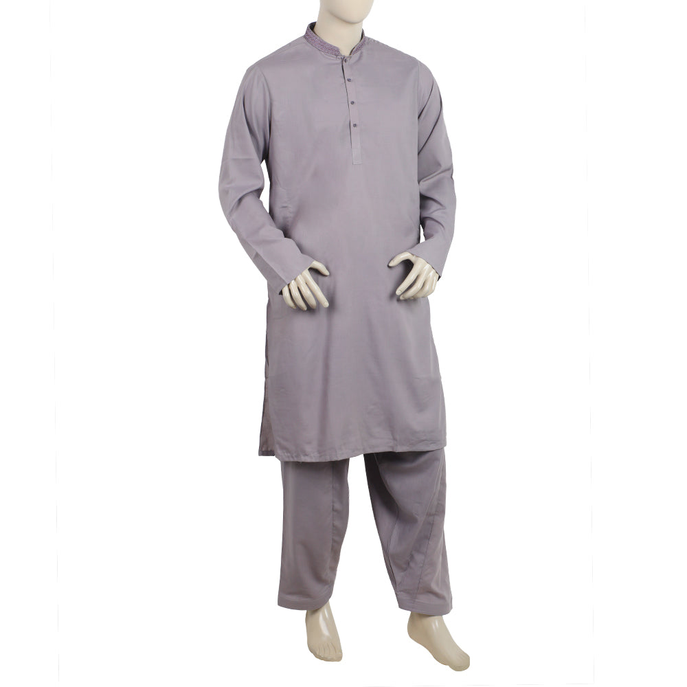 Men's Slim Fit Embroidered Shalwar Suit - Light Purple, Men's Shalwar Kameez, Eminent, Chase Value