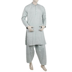 Men's Embroidered Kurta Shalwar Suit - Green