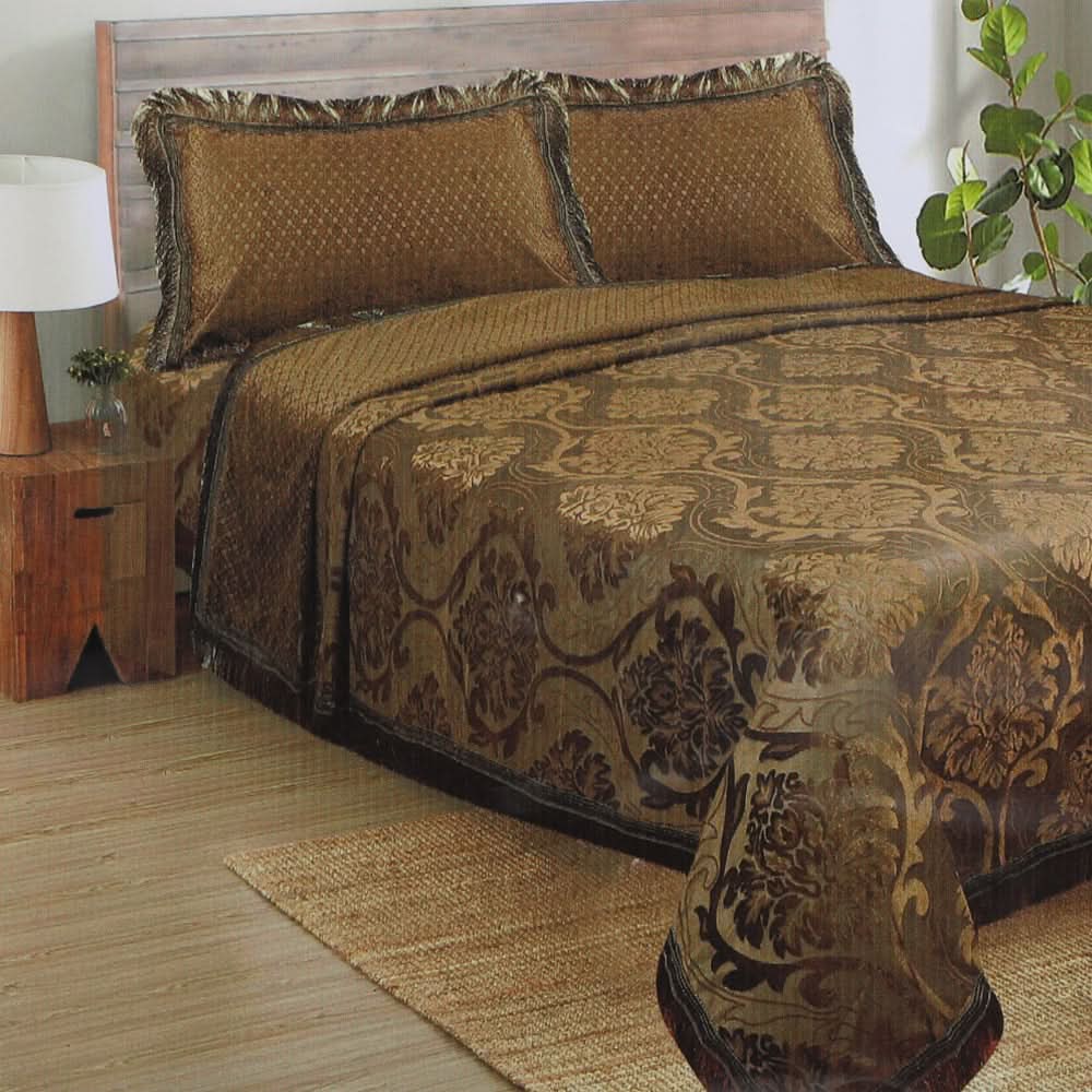 Fancy 3pcs Pallachi Double Bed Sheet - Dark Brown, Single Size Bed Sheet, Chase Value, Chase Value