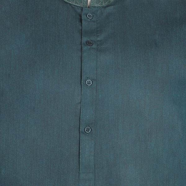 Men's Slim Fit Embroidered Kurta - Teal