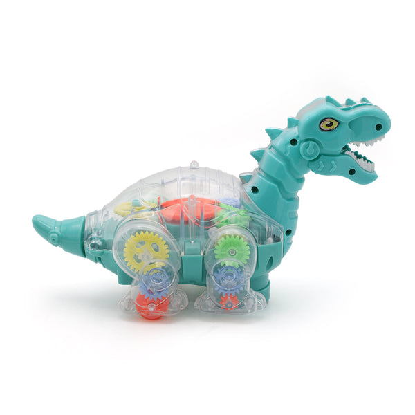 Gear Dinosaur Multi Functional Toy With Lighting And Music - Cyan