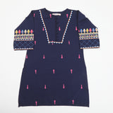 Girls Embroidered Kurti - Navy Blue, Girls Kurti, Chase Value, Chase Value