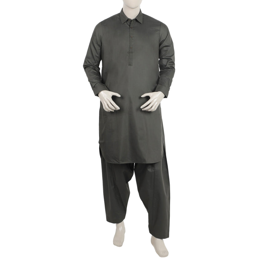 Men's Stitched Shalwar Suit - Green