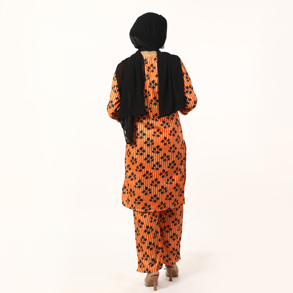 Women'S Printed Co-Ord Set Suit - Orange, Women Co-Ord Set, Chase Value, Chase Value