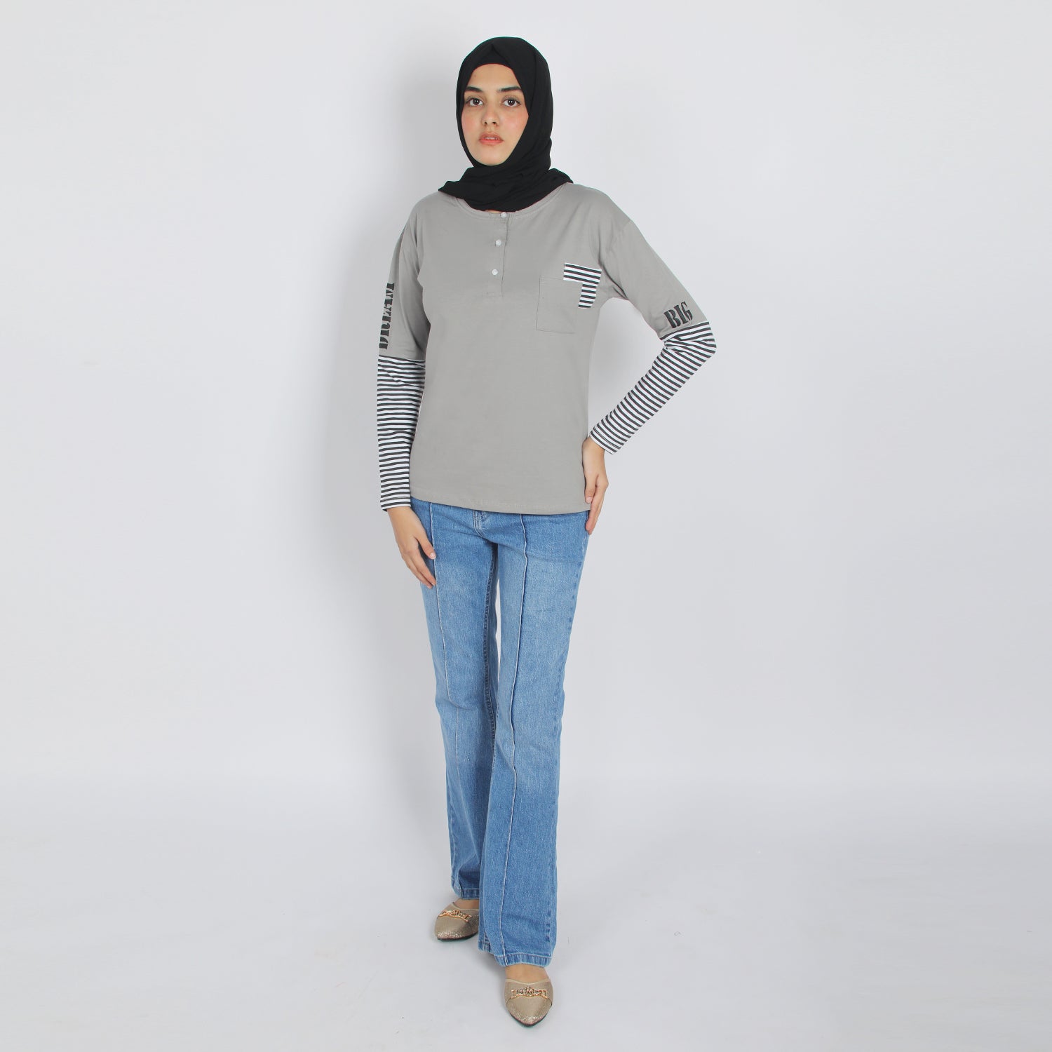 Eminent Women's Full Sleeves T-Shirt - Frost Grey, Women T-Shirts & Tops, Eminent, Chase Value