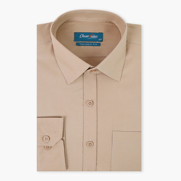 Men's Formal Plain Shirt - Beige, Men's Shirts, Chase Value, Chase Value