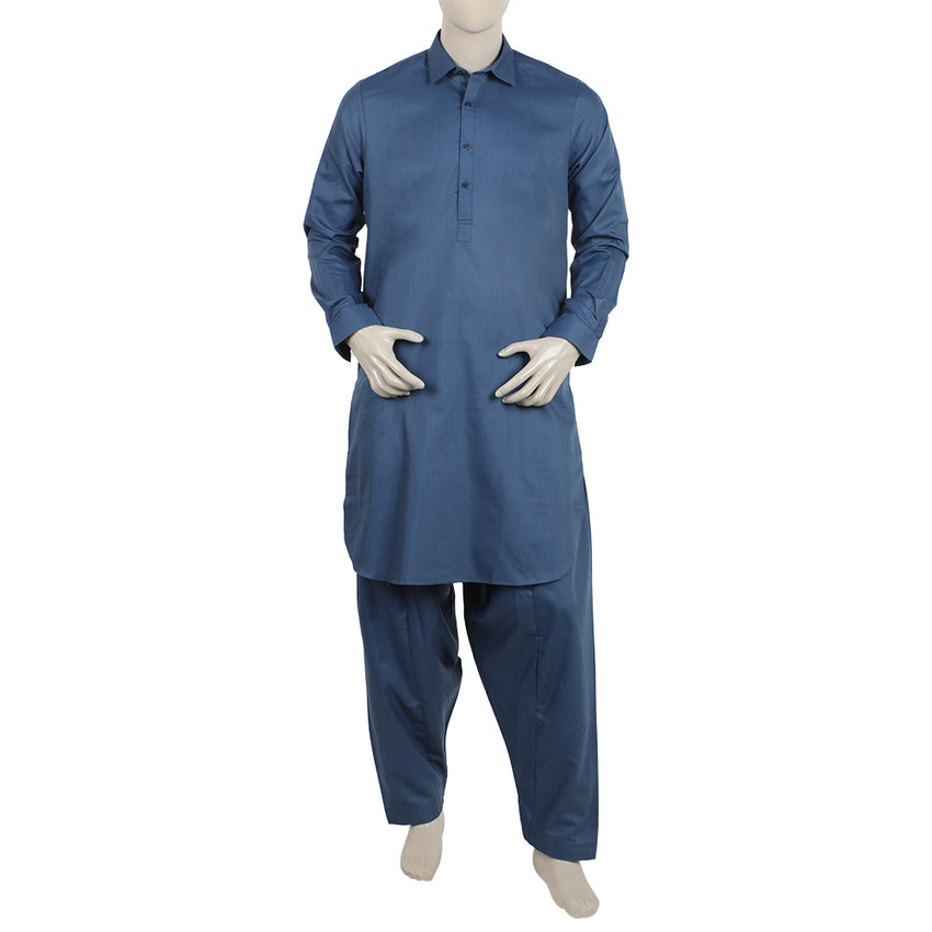 Men's Stitched Shalwar Suit - Royal Blue