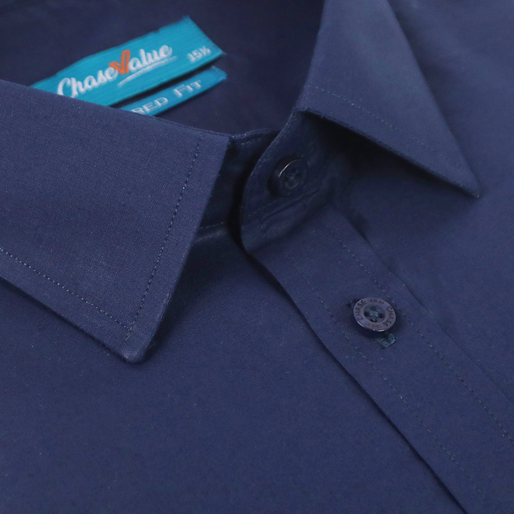 Men's Formal Plain Shirt - Navy Blue, Men's Shirts, Chase Value, Chase Value
