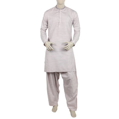 Men's Embroidered Kurta Shalwar Suit - Peach