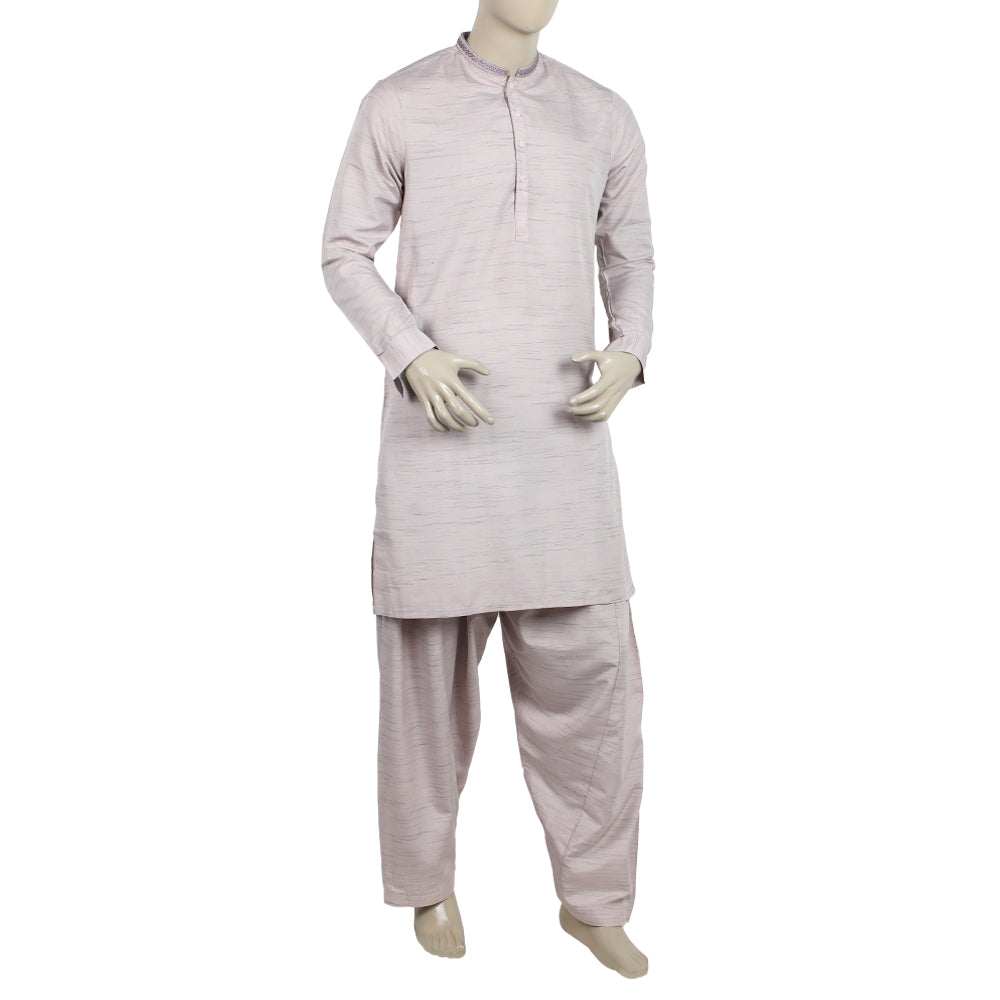 Men's Embroidered Kurta Shalwar Suit - Peach, Men's Shalwar Kameez, Chase Value, Chase Value