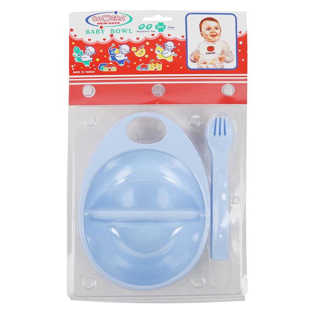 Camera Baby Bowl With Spoon & Fork - Blue, Feeding Supplies, Chase Value, Chase Value