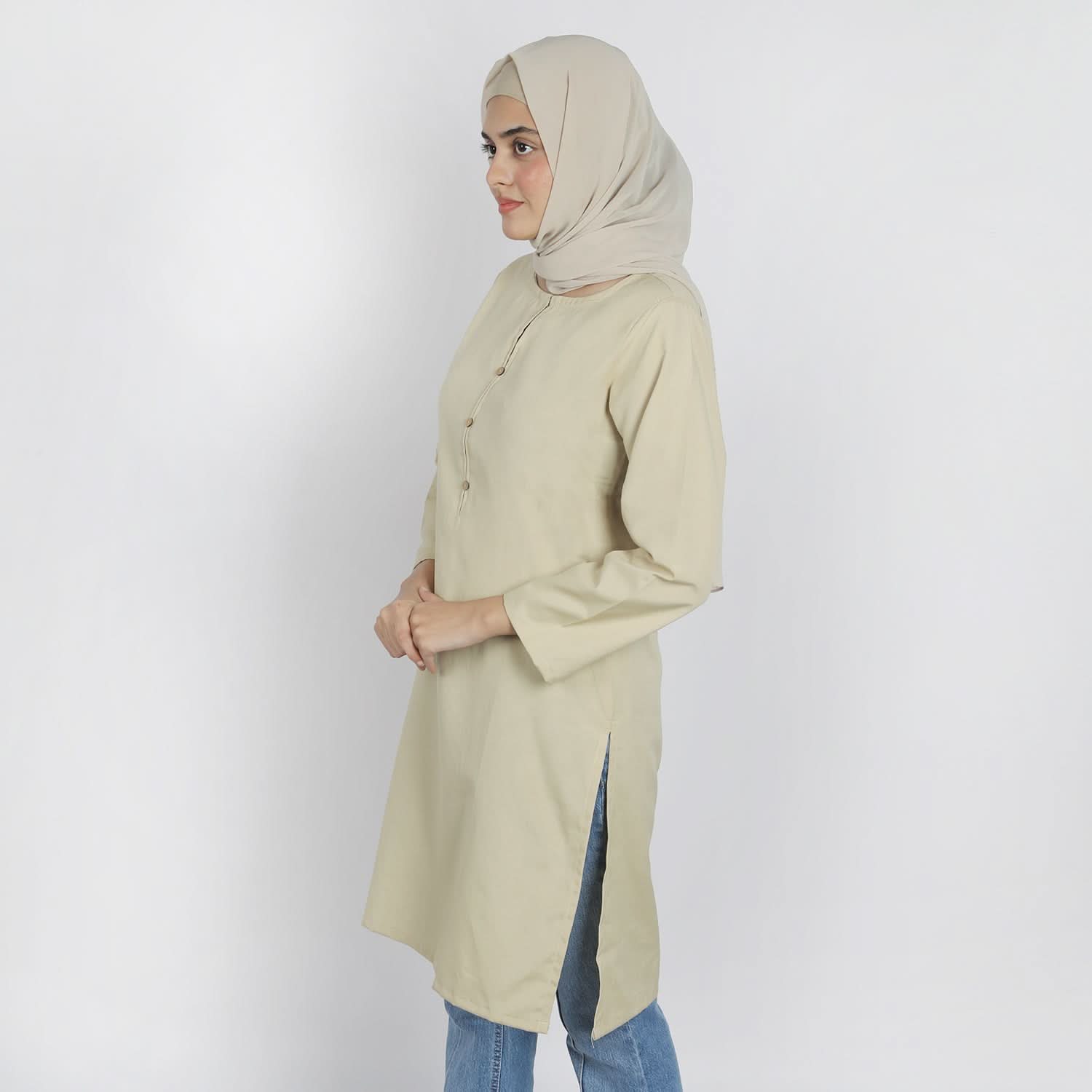 Women's Stitched Kurti - Beige, Women Ready Kurtis, Chase Value, Chase Value