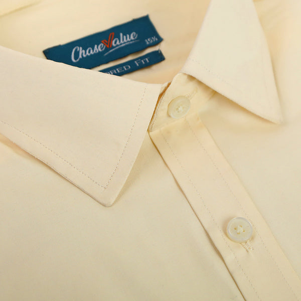 Men's Formal Plain Shirt - Cream, Men's Shirts, Chase Value, Chase Value