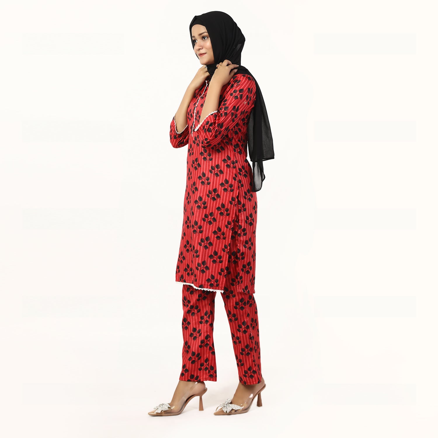 Women'S Printed Co-Ord Set Suit - Red, Women Co-Ord Set, Chase Value, Chase Value