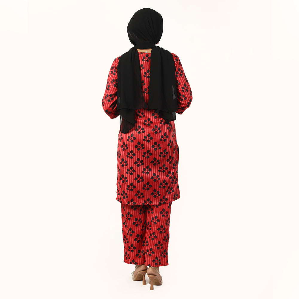 Women'S Printed Co-Ord Set Suit - Red, Women Co-Ord Set, Chase Value, Chase Value