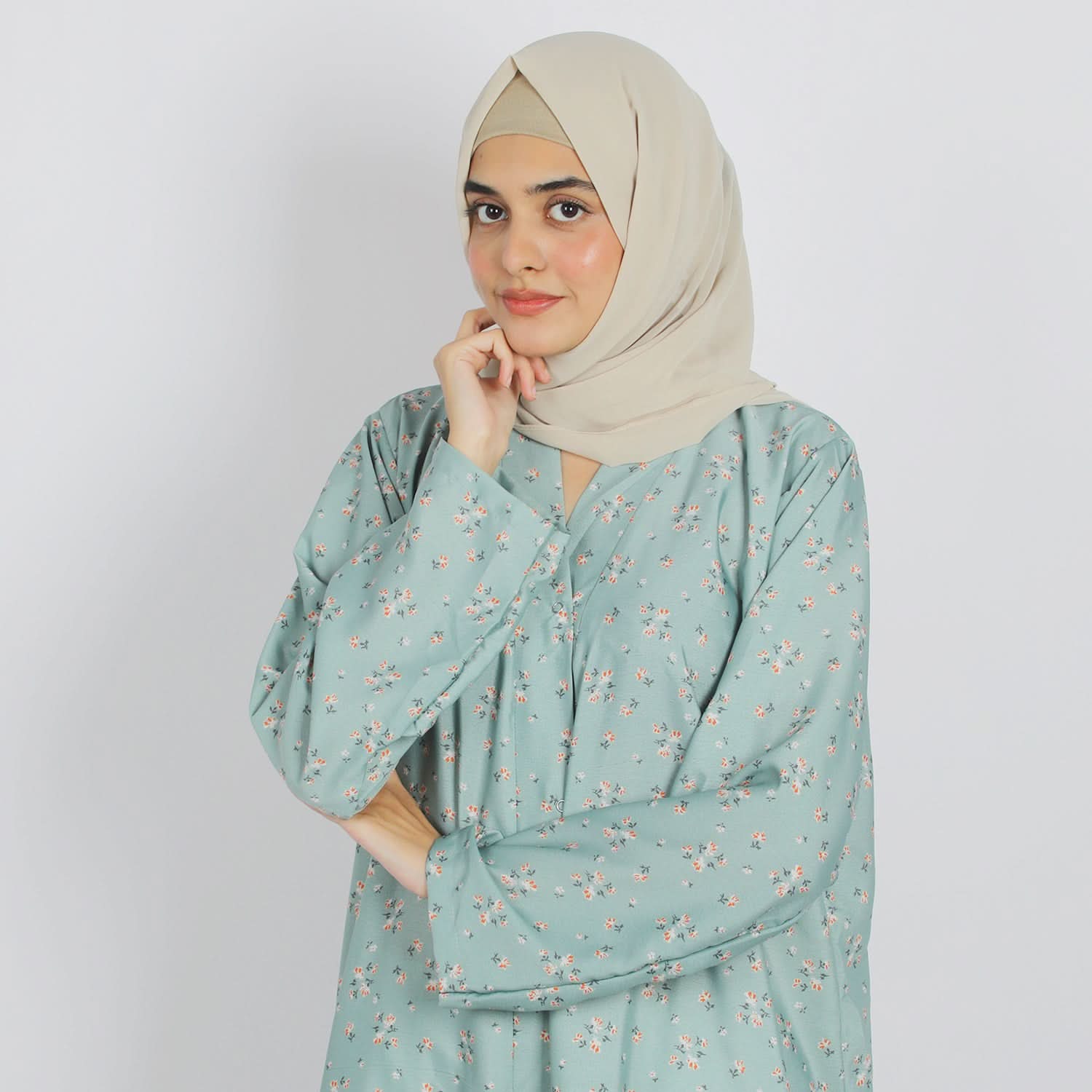 Women's Maxi Style Abaya - Sea Green, Women Abayas, Chase Value, Chase Value