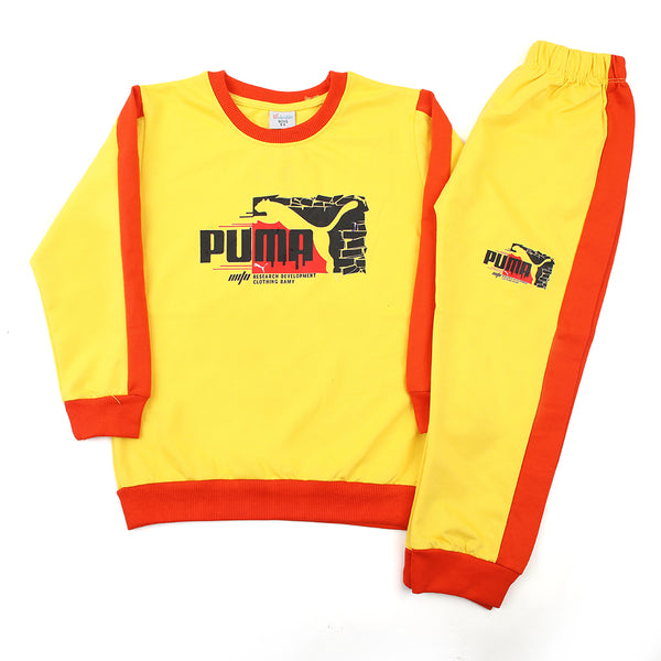 Boys Full Sleeves SweatSuit - Yellow