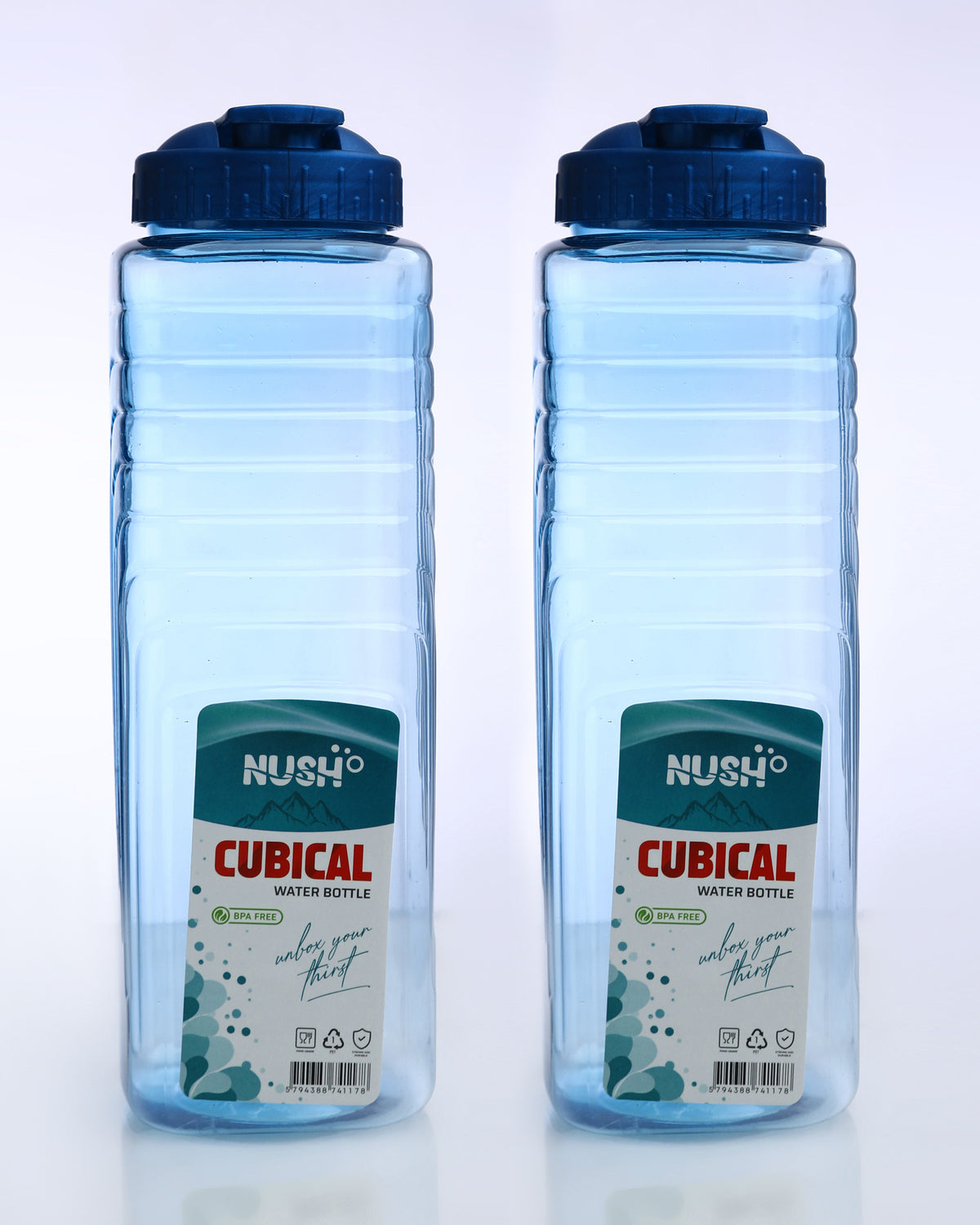 NUSH Cubical Water Bottle (Pack of 2)