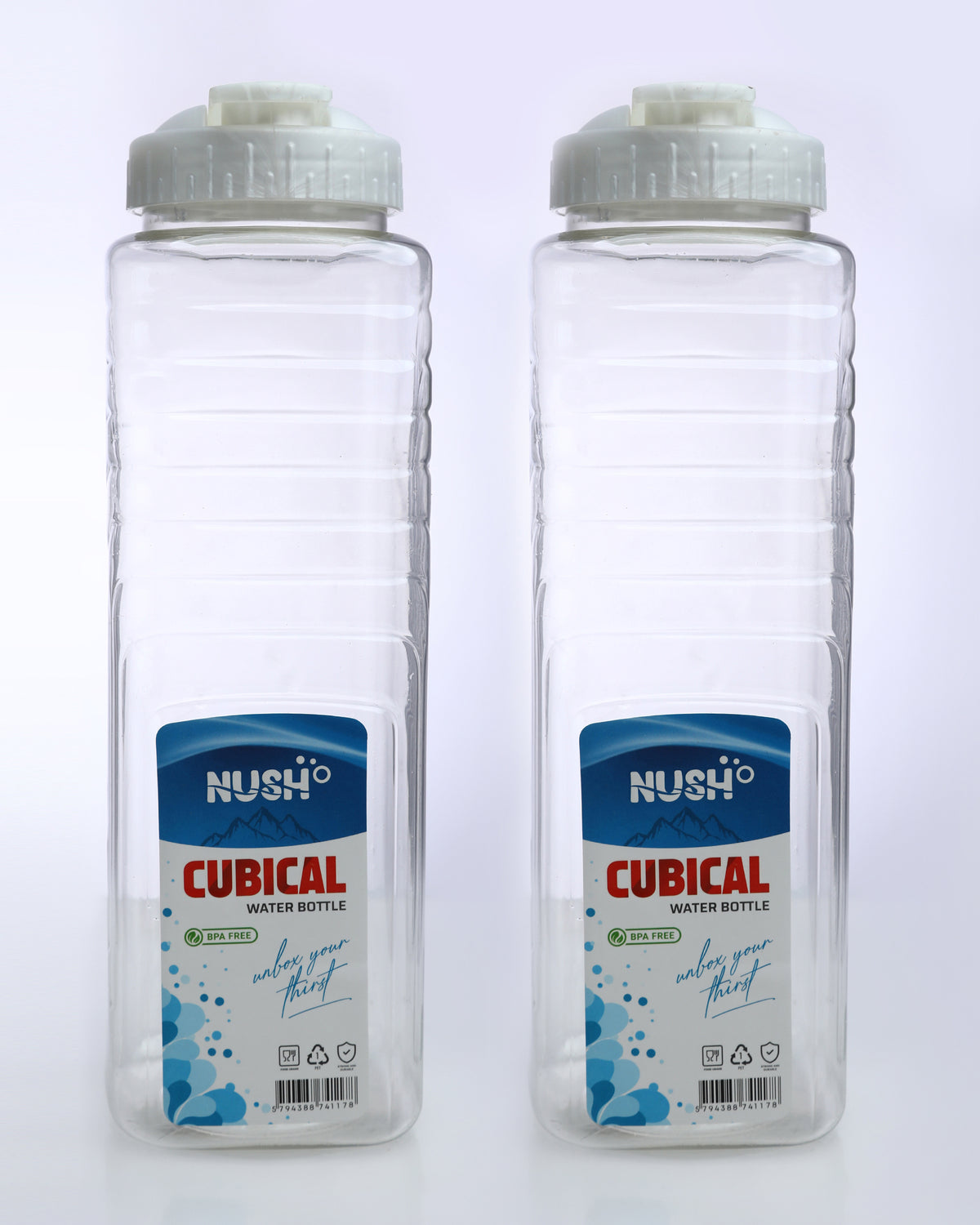 NUSH Cubical Water Bottle (Pack of 2)