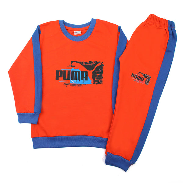 Boys Full Sleeves SweatSuit - Rust