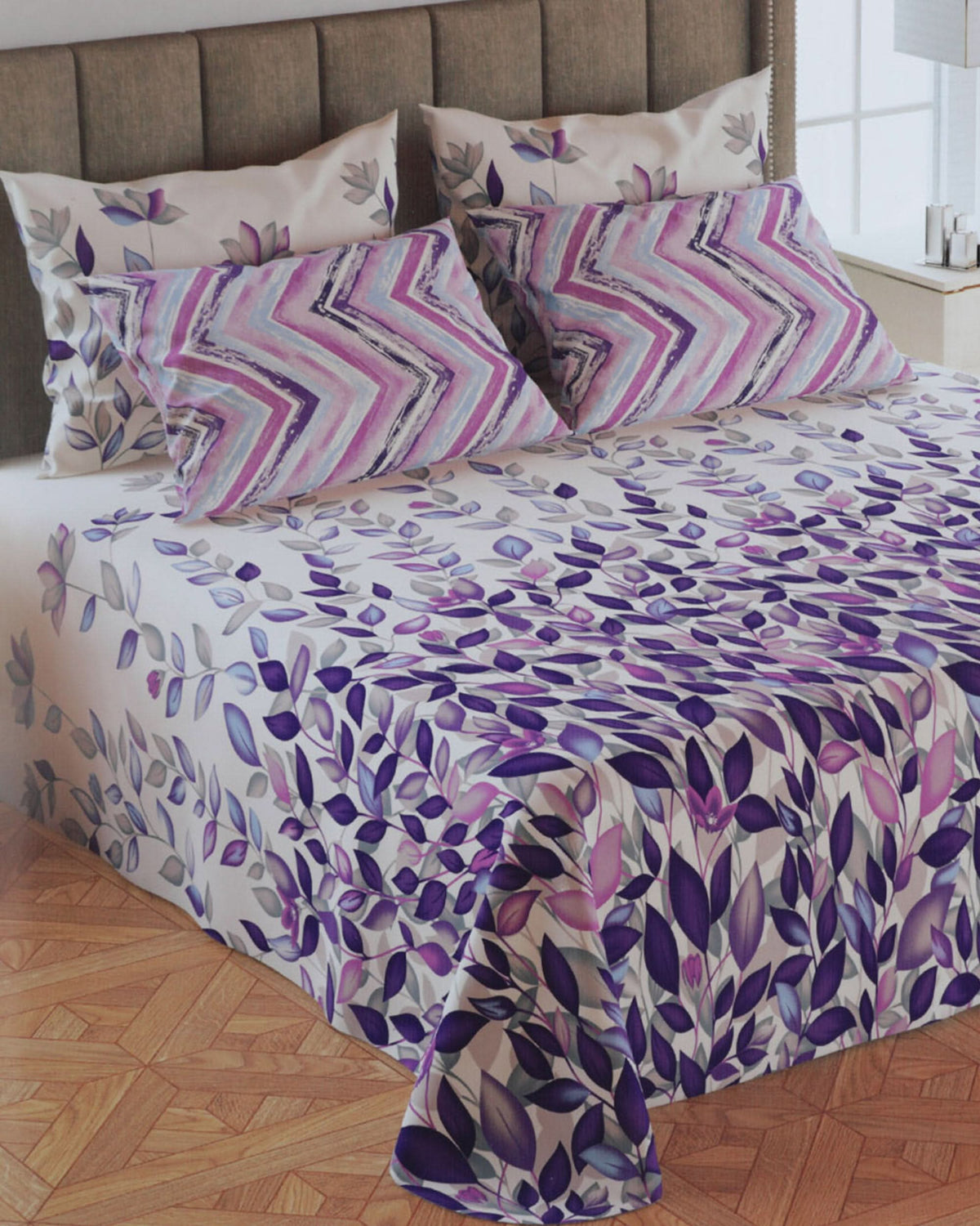 5Pcs Bedsheet Set 94x96, Double Size Bed Sheet, Chase Value, Chase Value