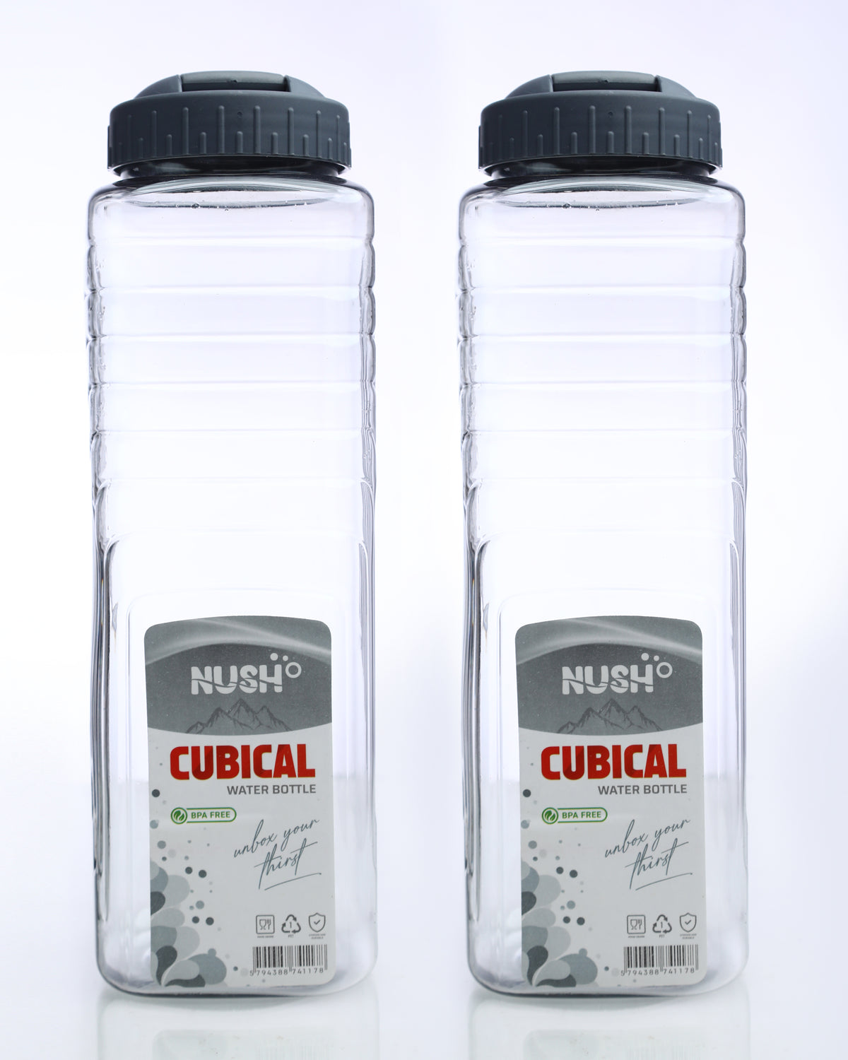 NUSH Cubical Water Bottle (Pack of 2)