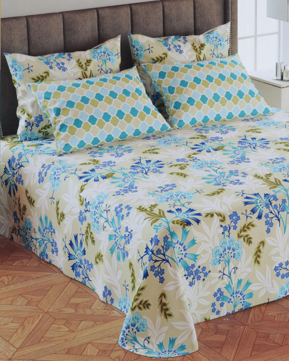 5Pcs Bedsheet Set 94x96, Double Size Bed Sheet, Chase Value, Chase Value