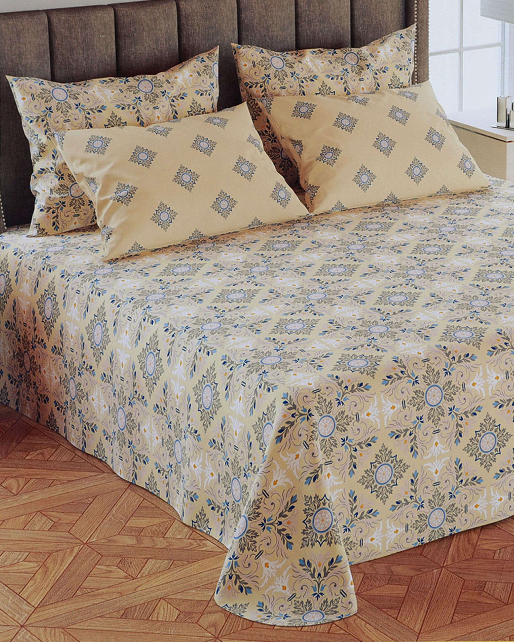 5Pcs Bedsheet Set 94x96, Double Size Bed Sheet, Chase Value, Chase Value
