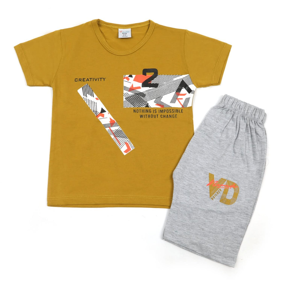 Boys Half Sleeves Short Suit - Mustard, Boys Sets & Suits, Chase Value, Chase Value