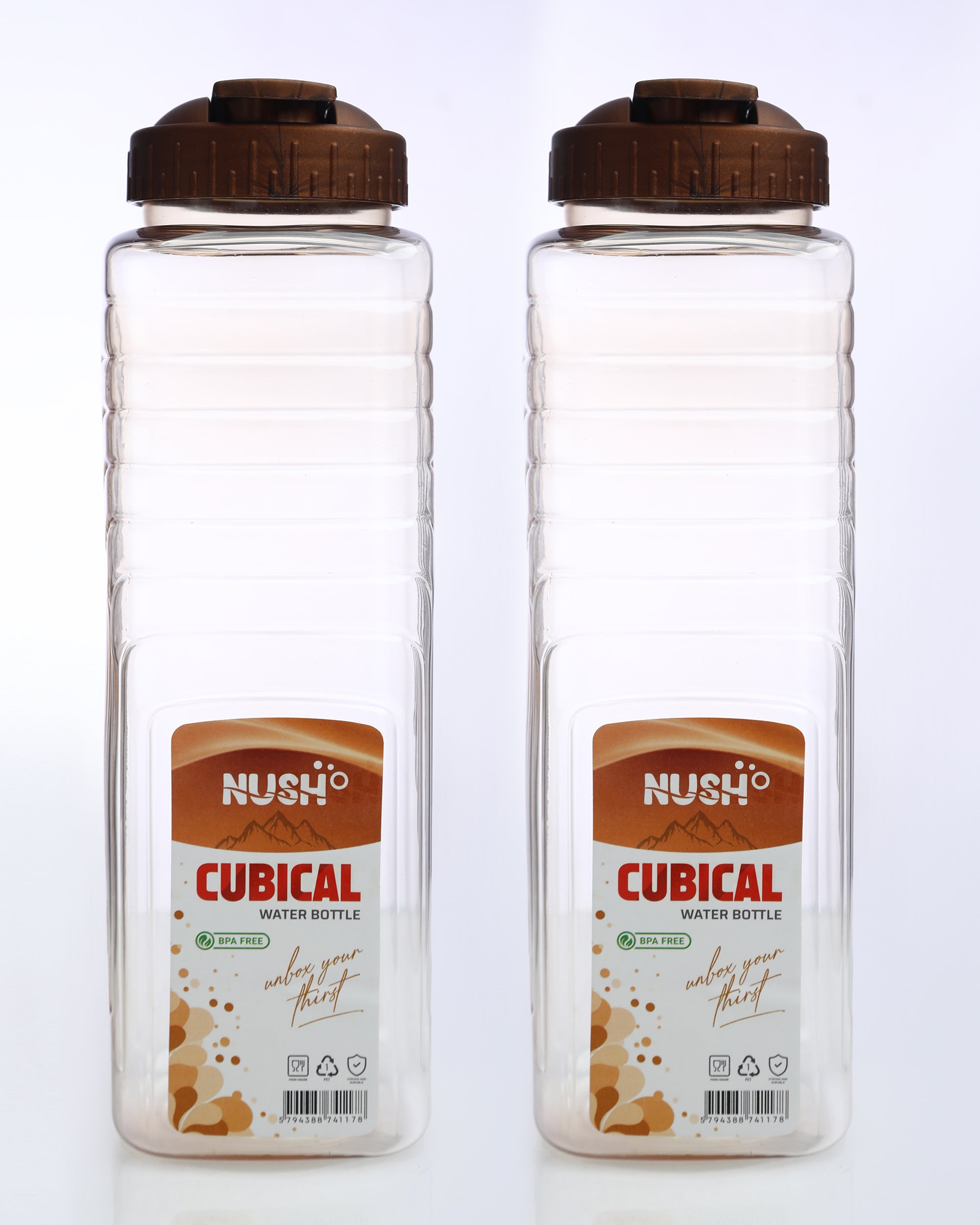 NUSH Cubical Water Bottle (Pack of 2)