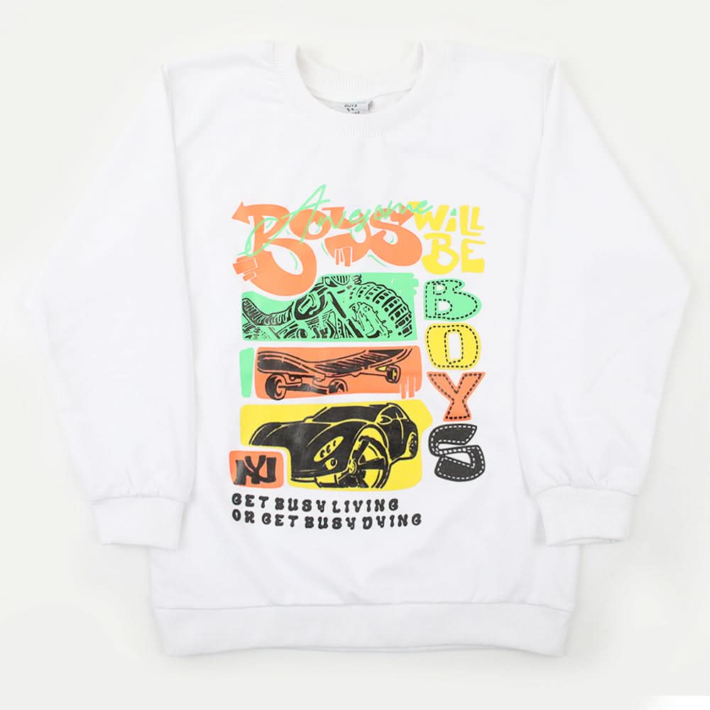Boys Full Sleeves SweatShirt - White, Boys Hoodies & Sweat Shirts, Chase Value, Chase Value