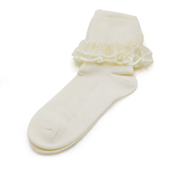 Girls Frill Socks - Cream