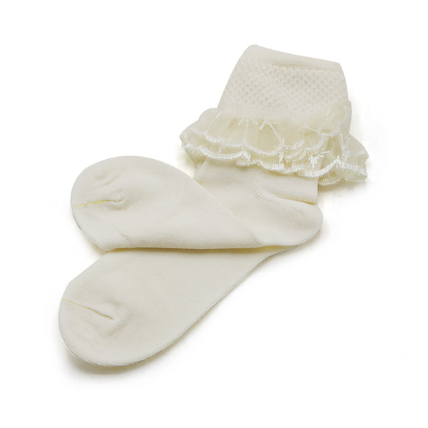 Girls Frill Socks - Cream