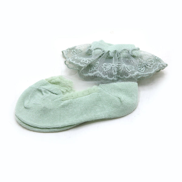 Girls Frill Socks - Light Green