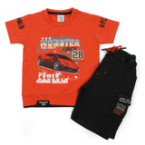 Boys Half Sleeves Denim Short Suit - Red, Boys Sets & Suits, Chase Value, Chase Value