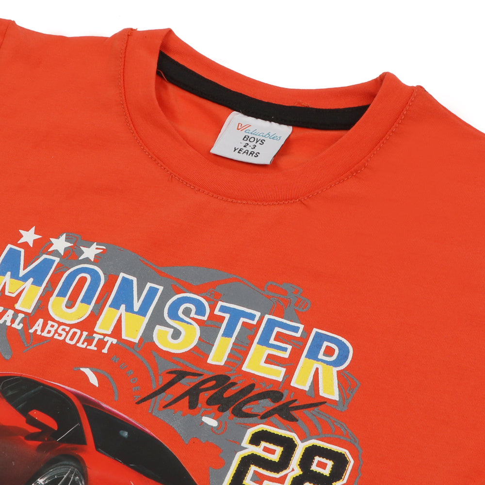 Boys Half Sleeves Denim Short Suit - Red, Boys Sets & Suits, Chase Value, Chase Value