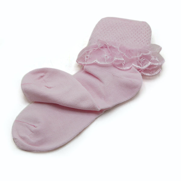 Girls Frill Socks - Baby Pink