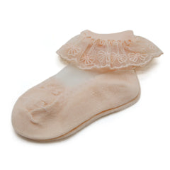 Girls Frill Socks - Peach