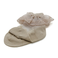 Girls Frill Socks - Light Brown