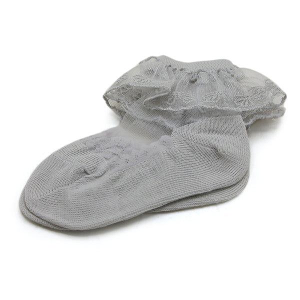 Girls Frill Socks - Grey