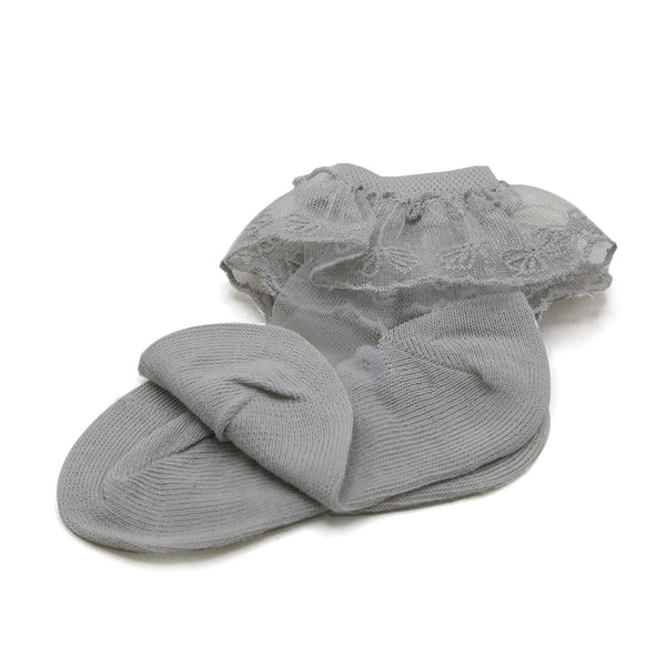 Girls Frill Socks - Grey