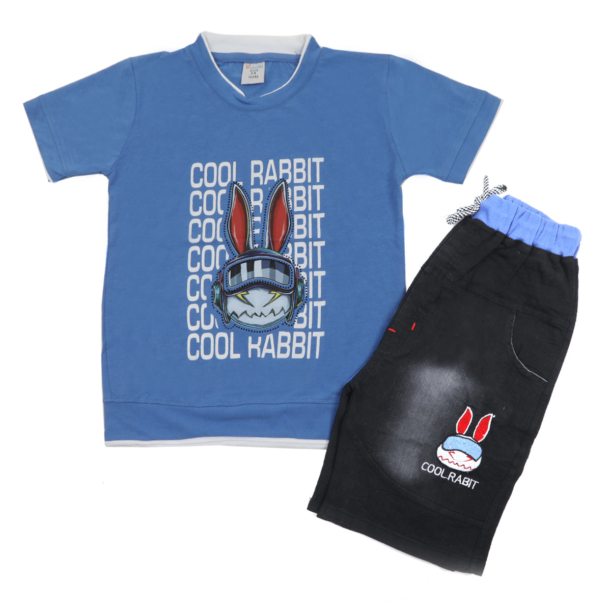 Boys Half Sleeves Denim Short Suit - Royal Blue, Boys Sets & Suits, Chase Value, Chase Value
