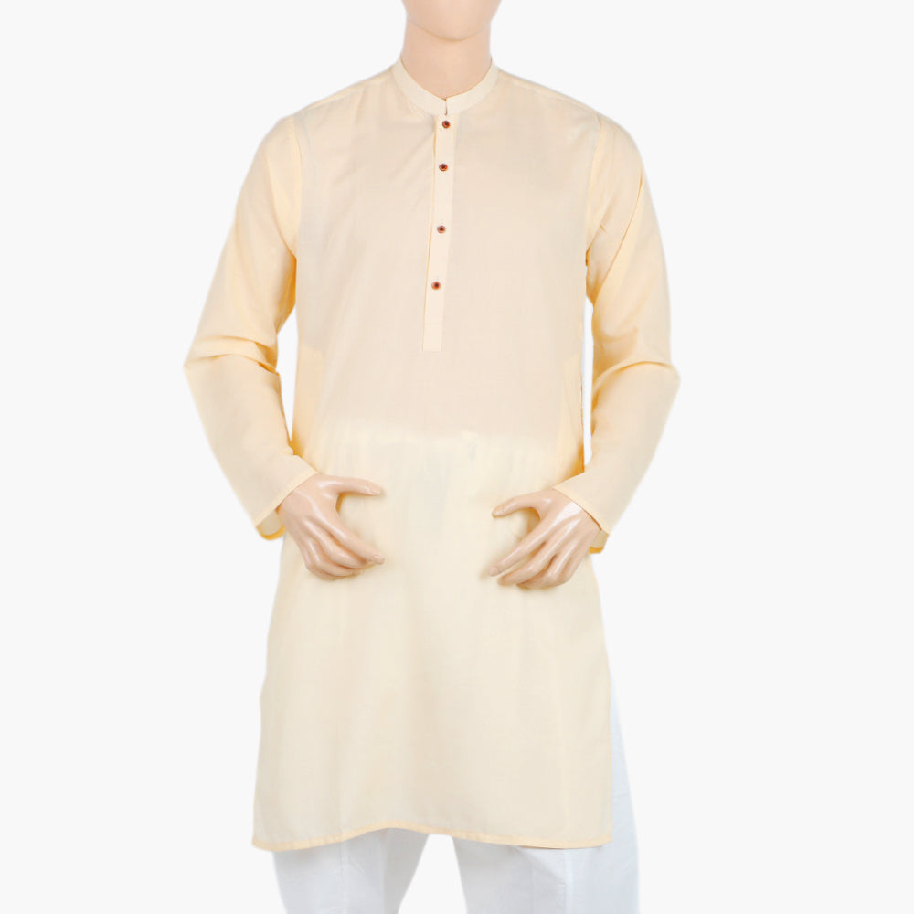 Men's Slim Fit Plain Kurta - Skin, Men's Kurtas, Chase Value, Chase Value