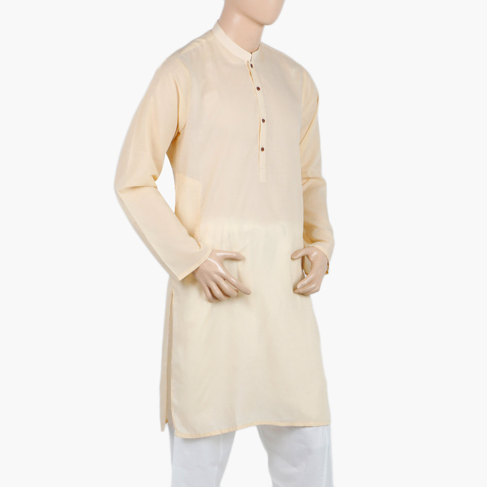 Men's Slim Fit Plain Kurta - Skin, Men's Kurtas, Chase Value, Chase Value