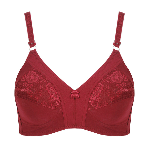 Women's Cotton Bra Half Net - Maroon