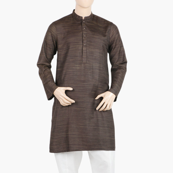 Men's Slim Fit Plain Kurta - Brown, Men's Kurtas, Chase Value, Chase Value